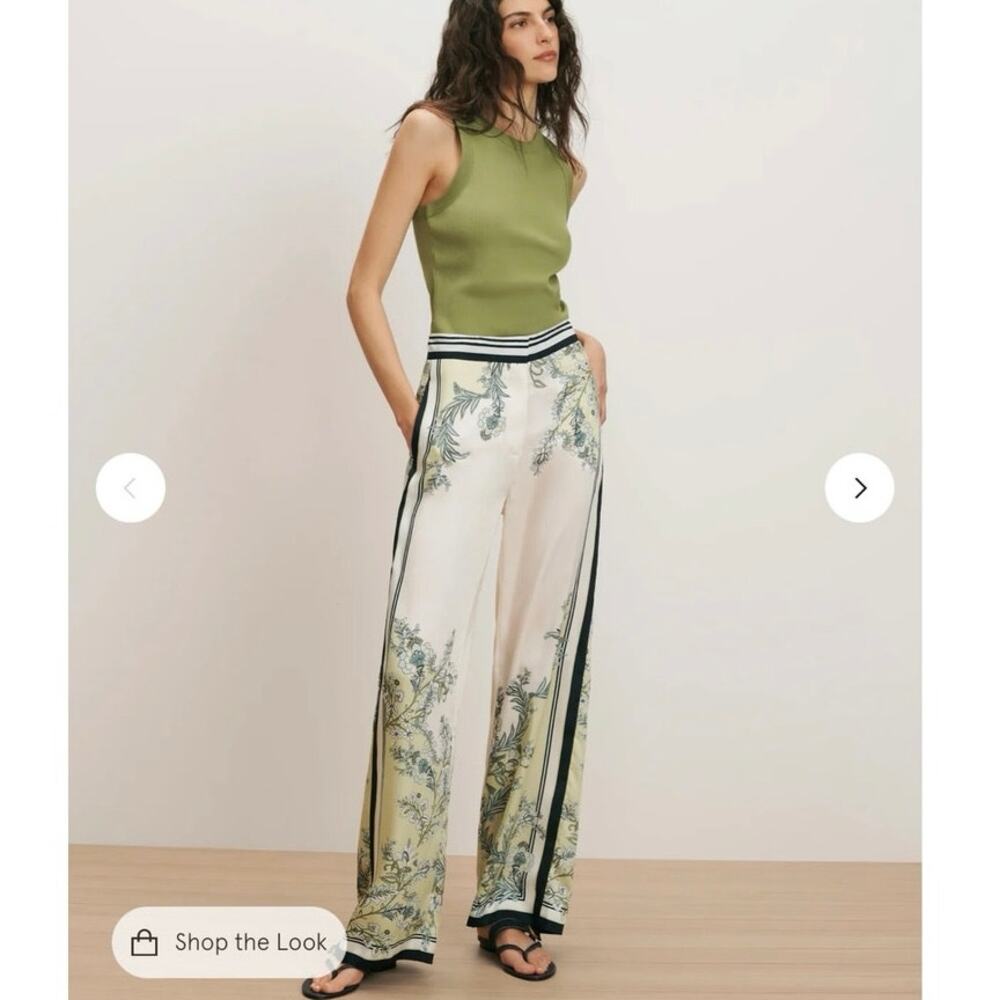 NWT Veronica Beard Grigore Wide-Leg Pant in Light Pistachio SZ 4